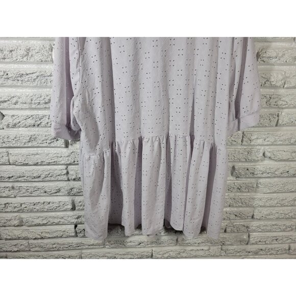 Boohoo Women Top 22 Plus 3/4 Sleeve White Eyelet Comfort Waist Poly Blend WHI15E - Picture 7 of 8